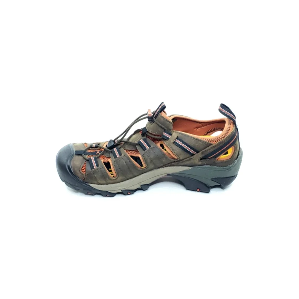 KEEN Arroyo II Mens Hiking Sandals Brown Black Orange Leather Size 11.5